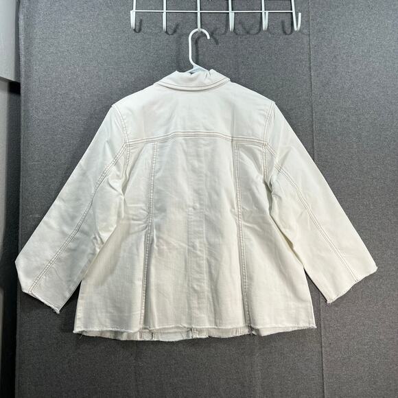 LOGO by Lori Goldstein 3/4 Sleeve Denim Jacket White Size Reg 16 - Picture 2 of 10